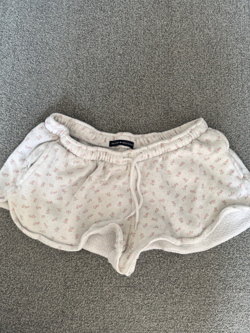 Cozy brandy melville White Floral Terry Shorts
